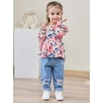 thumbnail image 1 of CARETOO Girl Clothes Outfits Toddler Baby Ruffle Sleeve Floral T-Shirt Tops Ripped Jeans Pants Set, 1 of 10