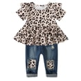 thumbnail image 1 of CARETOO Girl Clothes Outfits Toddler Baby Ruffle Sleeve Floral T-Shirt Tops Ripped Jeans Pants Set, 1 of 13