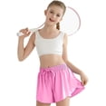 thumbnail image 1 of CARETOO Girls Flowy Athletic Shorts with Pocket Kids Spandex 2 in 1 Drawstring Butterfly Skorts for Cheer, Dance, Running, 1 of 11