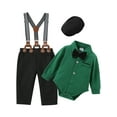 thumbnail image 1 of CARETOO Infant Boy Clothes Formal 4Pcs Outfit Long Sleeve Dress Shirt Suspender Pants Bowtie Beret, 1 of 14