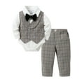thumbnail image 1 of CARETOO Infant Boy Clothes Suits Gentleman Dress Shirt Suspender Pants Bowtie Vest 4Pcs Outfit 3-18M, 1 of 7