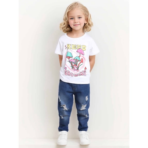 CARETOO Infant Boy Clothes Toddler 2Pcs Set Leisure Outfit Cotton Fabric Short Sleeves Tops Jeans