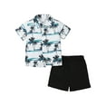 thumbnail image 1 of CARETOO Little Boys Clothes Short Sleeve Print Shirt Top Shorts Beach Summer 2Pcs Kids Outfits 4-7Y, 1 of 13