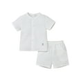 thumbnail image 1 of CARETOO Little Boys Summer Outfits 4-7T Solid Color Short Sleeve Buttons Shirt Shorts 2Pcs Clothes, 1 of 13