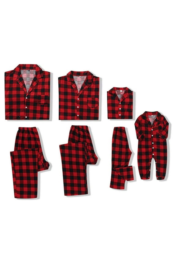 Matching Family Pajamas Sets Long Sleeve Christmas Plaid Pjs Striped Women Holiday Sleepwear Homewear