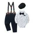 thumbnail image 1 of CARETOO Newborn Baby Boy Clothes 0-18 Months Outfit Formal Floral Shirt Suspender Pants Hat Tie 4pcs, 1 of 15
