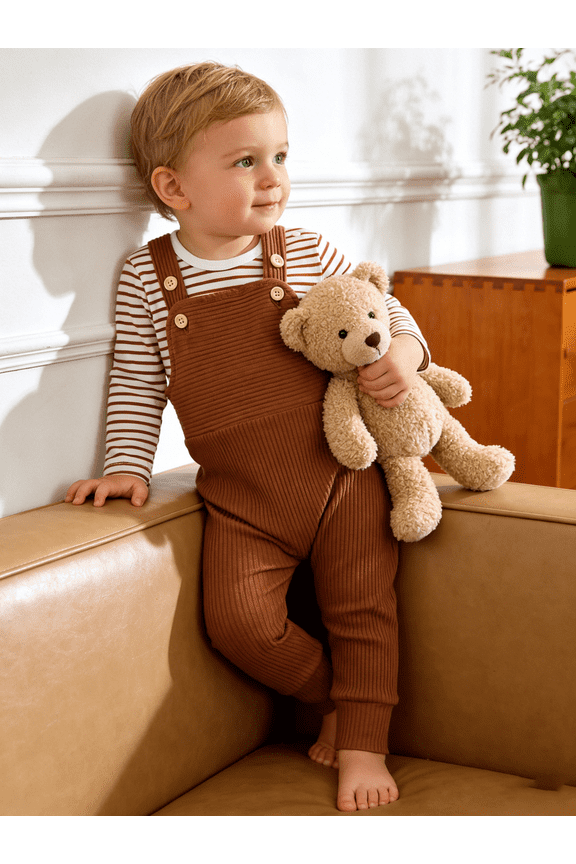 Baby Boy Clothes 2Pcs Infant Boy Overalls Outfits Baby Striped Romper Jumpsuits Set Cotton Fabric Newborn Cute Casual Bodysuit 0-24M