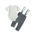 thumbnail image 1 of CARETOO Newborn Baby Boy Clothes 2Pcs Cotton Fabric Infant Bodysuit Casual Outfits Bib Overall Pants, 1 of 13