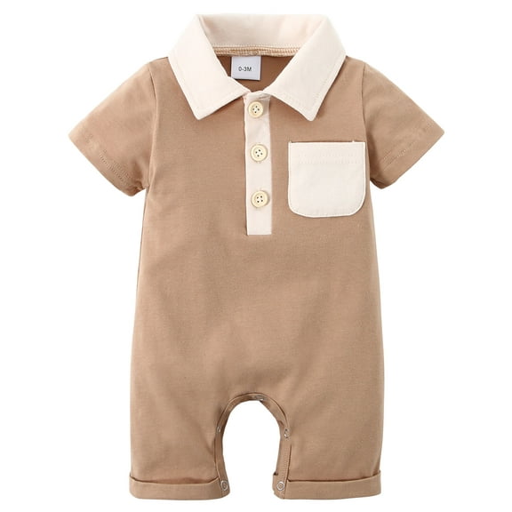 CARETOO Newborn Baby Boy Clothes Infant Romper 0-18M Short Sleeve Bodysuit Jumpsuit Casual Outfits