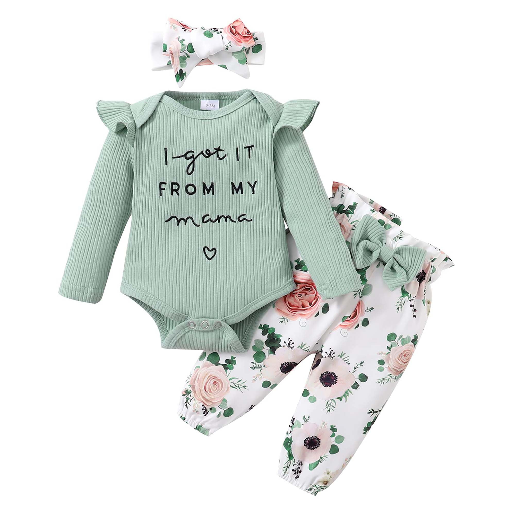 CARETOO Newborn Baby Girl Casual Clothes Outfit Ruffle Romper Shirt ...