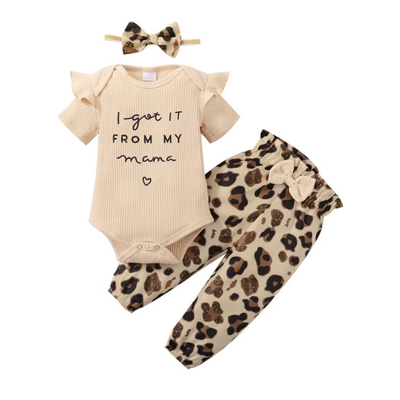 CARETOO Newborn Baby Girl Clothes Ruffle Pants Headband 3pcs Cotton Fabric  Casual Outfits 0-18M