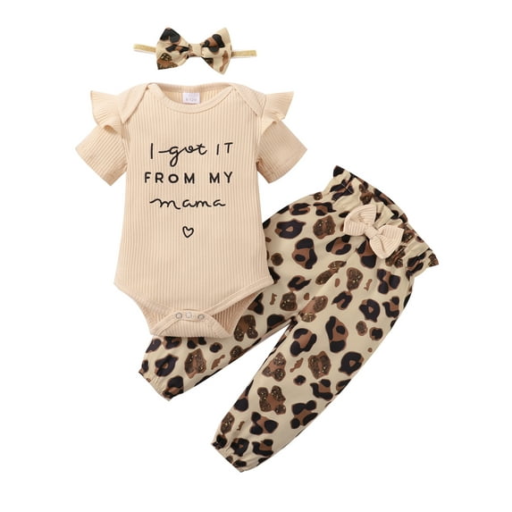 CARETOO Newborn Baby Girl Clothes Ruffle Pants Headband 3pcs Cotton Fabric Casual Outfits 0-18M