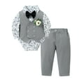 thumbnail image 1 of CARETOO Newborn Boy Clothes Suit 5Pcs Infant Formal Outfit Dress Shirt Bowtie Vest Corsage Pants Set, 1 of 19