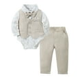 thumbnail image 1 of CARETOO Newborn Boy Clothes Suit Formal Outfit Onesie Shirt Tie Waistcoat Pants 4pcs Cotton Fabric, 1 of 14