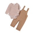 thumbnail image 1 of CARETOO Newborn Infant Baby Boy 0-18 Months Clothes 2Pcs Romper Bodysuit Outfits Bib Overall Pants, 1 of 14