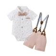 thumbnail image 1 of CARETOO Toddler Baby Boy Clothes 3pcs Formal Suit Dress Shirt Suspender Pants Bowtie Cotton Fabric, 1 of 16