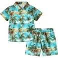 thumbnail image 1 of CARETOO Toddler Baby Boy Clothes Hawaiian Outfit Shorts Sets Printed Button Down Shirt and Shorts Summer Beach Clothes Size 12-18 Months, 1 of 18