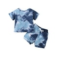 thumbnail image 1 of CARETOO Toddler Baby Boys Clothes Te Dye Top T-shirt Short 2Pcs Outfits 95% Cotton Summer Casual Set, 1 of 14