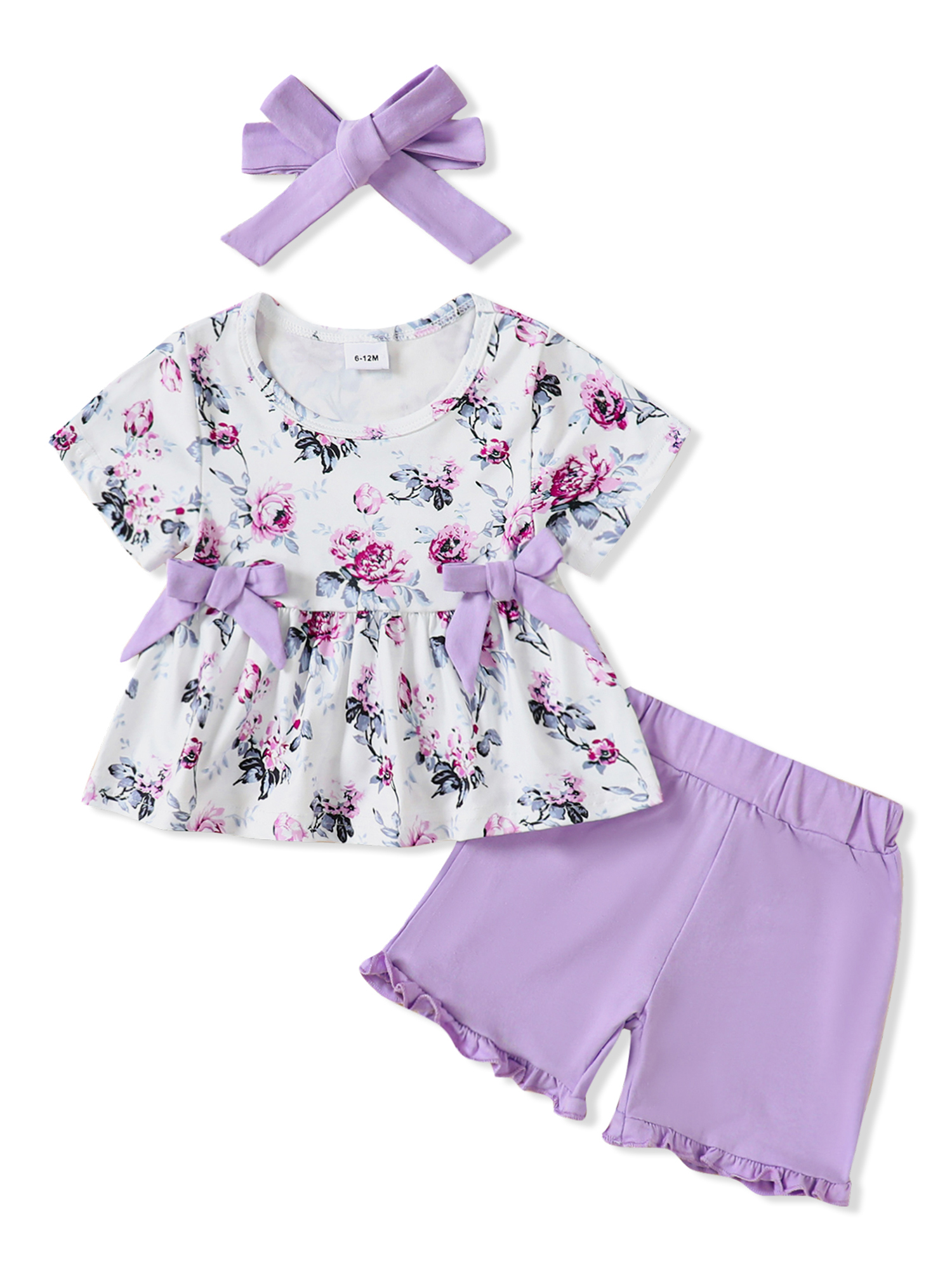 Cute Pastel Print Baby Girl Summer Outfit Set – Shirt & Shorts