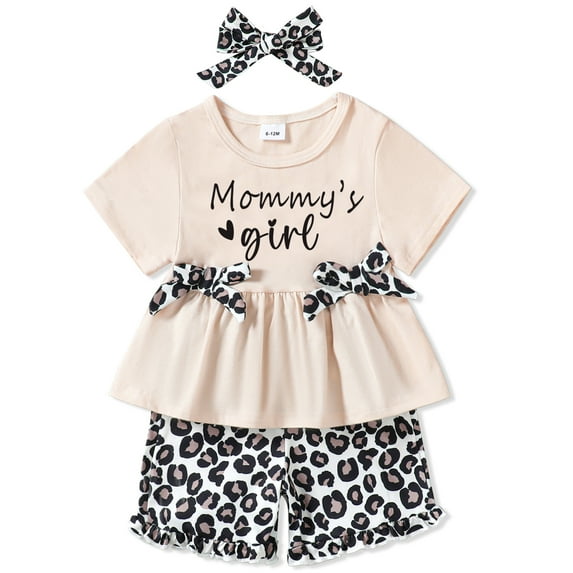 CARETOO Toddler Baby Girl Clothes Summer Outfits Set Short Sleeve T-Shirt Casual Shorts Headband 3Pcs Infant Girl Clothing 95% Cotton