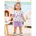 thumbnail image 1 of CARETOO Toddler Baby Girl Clothes Summer Outfits Set T-Shirt Casual Shorts Headband 3Pcs 95% Cotton, 1 of 8