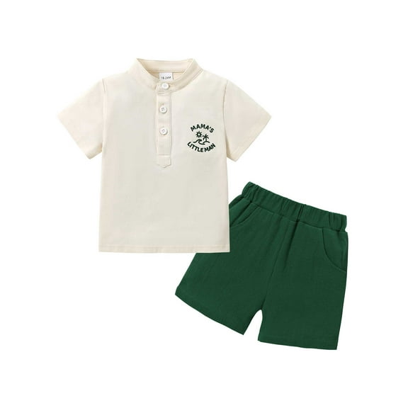 CARETOO Toddler Boy Clothes 1-5T Summer Casual Short Sleeve T-Shirt Shorts 2pcs Outfits 95% Cotton
