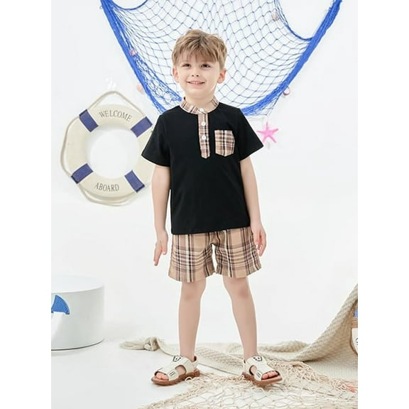 CARETOO Toddler Boy Clothes 1-5T Summer Casual Short Sleeve T-Shirt Shorts 2pcs Outfits 95% Cotton