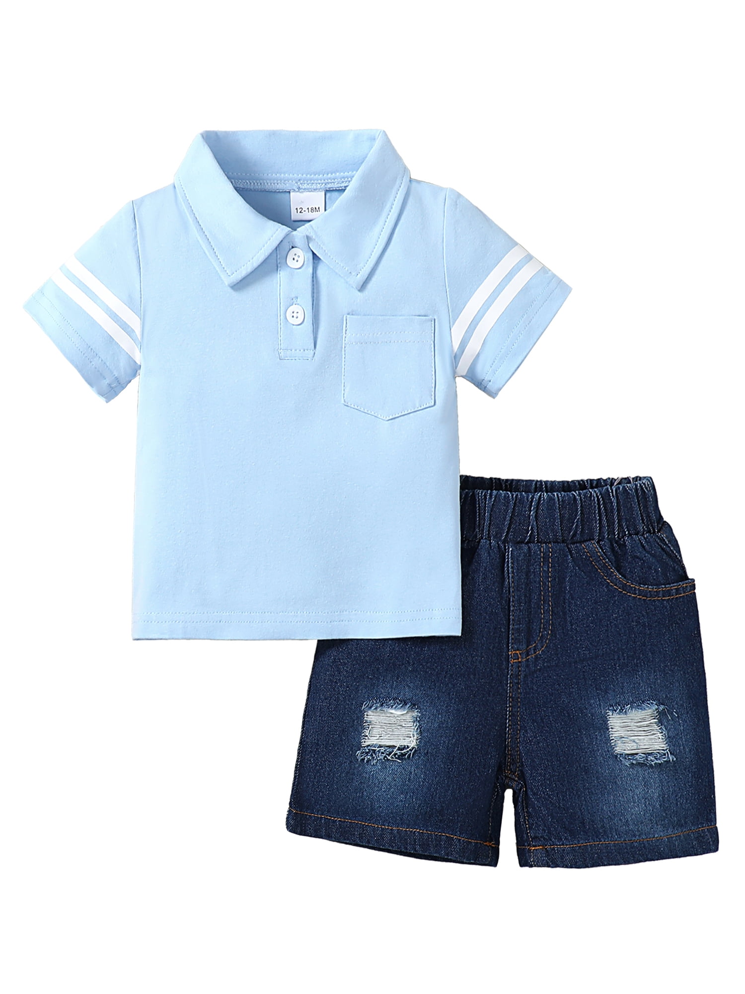 Boys “Keep Fashion Weird” Summer Outfit – Printed T-Shirt & Denim Shorts Set (2-Piece) main image 1
