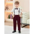 thumbnail image 1 of CARETOO Toddler Baby Boy Clothes Suit Gentleman Wedding Outfits, Formal Dress Shirt with Bowtie + Suspender Pants 1-5 Years, 1 of 20
