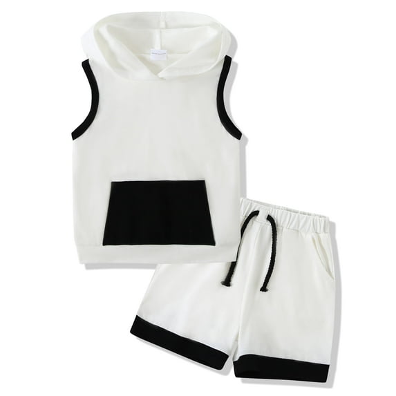 CARETOO Toddler Boy Summer Outfits Hoodie Sleeveless Tank Tops & Casual Shorts Sets Baby 2T 3T 4T 5T 6T Clothes