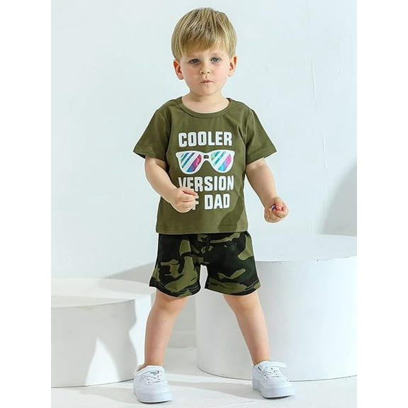 CARETOO Toddler Boy Clothes Baby Leisure Outfits Summer Letter Printed Short Sleeve Pants 2PCS Set