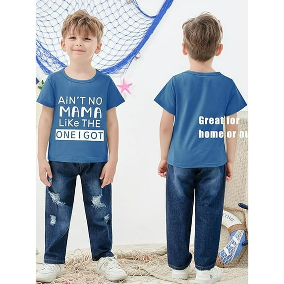CARETOO Toddler Boy Clothes Summer Casual Sports Outfits Fabric Cotton Set Short Sleeve T Shirt Tee Denim Pants
