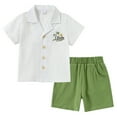 thumbnail image 1 of CARETOO Toddler Boy Summer Outfits Short Sleeve Button Down Shirt Tops & Khaki Casual Shorts Sets Baby 12Months-5T Clothes, 1 of 9