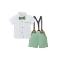 thumbnail image 1 of CARETOO Toddler Boy Clothes Formal Suit Cotton Fabric Short Sleeves Shirt Pants Bowtie 3pcs Set, 1 of 15