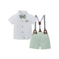 thumbnail image 1 of CARETOO Toddler Boy Clothes Formal Suits Cotton Fabric Shirt Suspender Pants Outfit Sets Party 1-5T, 1 of 15