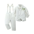 thumbnail image 1 of CARETOO Toddler Boy Clothes Set Wedding Outfit Formal Dress Shirt Bowtie Boutonniere Suspender Pants, 1 of 20