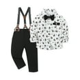 thumbnail image 1 of CARETOO Toddler Boy Clothes Sets 1-5T Formal Flower Dress Shirt Bowtie Suspender Pants Trousers 3pcs, 1 of 13