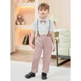 thumbnail image 1 of CARETOO Toddler Boy Clothes Sets Dress Shirt Bowtie Suspender Pants Formal Outfit Cotton Fabric, 1 of 10