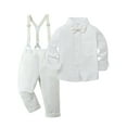 thumbnail image 1 of CARETOO Toddler Boy Clothes Suit Formal 3Pcs Outfits Formal Shirt Bowtie Suspender Pants 95% Cotton, 1 of 16
