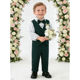 thumbnail image 1 of CARETOO Toddler Boy Clothes Suit Wedding Outfits Dress Shirt Pants Vest Corsage Bowtie 5Pcs Set, 1 of 8