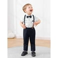 thumbnail image 1 of CARETOO Toddler Boy Clothes Suits Shirt Bowtie Suspender Pants Wedding Formal Outfit Cotton Fabric, 1 of 18