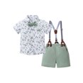 thumbnail image 1 of CARETOO Toddler Boy Clothes Suits Summer Formal Short Shirt Bowtie Suspender Shorts Cotton Fabric, 1 of 7