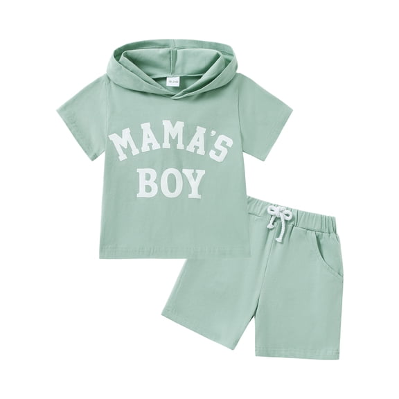 CARETOO Toddler Boy Clothes Summer Hooded Top Hoodies Shorts Casual Suits Little Kids Cotton Fabric