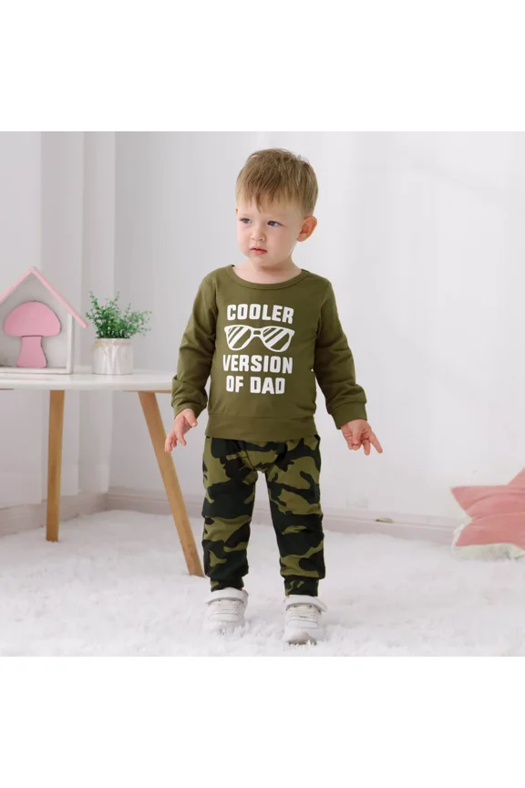 Toddler Boy Outfit Camouflage Boys Clothes Sets 2Pcs Infant Toddler Outfit Letter Casual Hoodie Cotton Fabric Pants Set 6M-5T