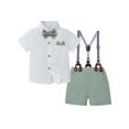 thumbnail image 1 of CARETOO Toddler Boy Outfits Short Sleeve Button Shirts Bowtie Suspender Shorts Formal Clothes 1-5T, 1 of 14
