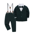 thumbnail image 1 of CARETOO Toddler Boy Suit 4Pcs Formal Outfits Dress Shirt Bowtie Jacket Suspender Pants Clothes Suits, 1 of 20