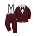 thumbnail image 1 of CARETOO Toddler Boy Suit 4Pcs Gentleman Outfits Dress Shirt Bowtie Jacket Suspender Pants Clothes, 1 of 16