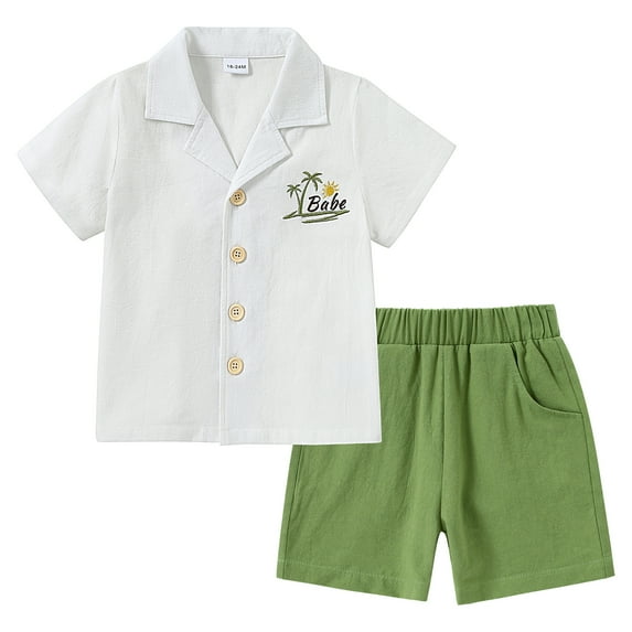 CARETOO Toddler Boy Shorts Sets Summer Clothes Button Down Shirt & Short Baby Boy Beach Casual Outfits 2T 3T 4T 5T
