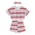 thumbnail image 1 of CARETOO Toddler Girl Clothes 1-5T Summer Flower Casual Top Tee Shorts Headband 3pcs Independence Day, 1 of 14