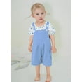 thumbnail image 1 of CARETOO Toddler Girl Clothes 2Pcs Baby Girl Outfits Floral T-Shirt Bib Overall Shorts Clothing Set, 1 of 7